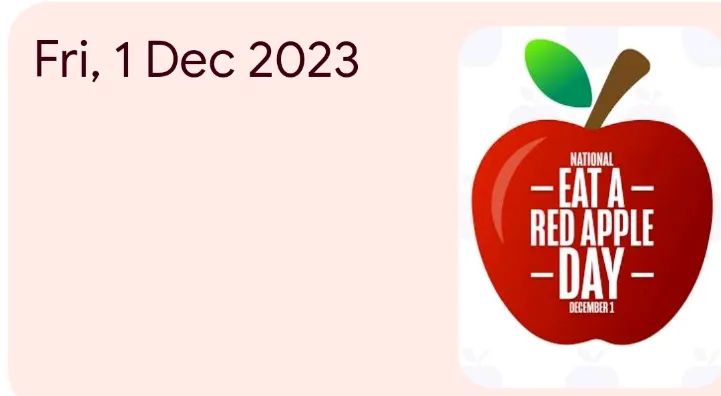 National Eat A Red Apple Day (December 1st)